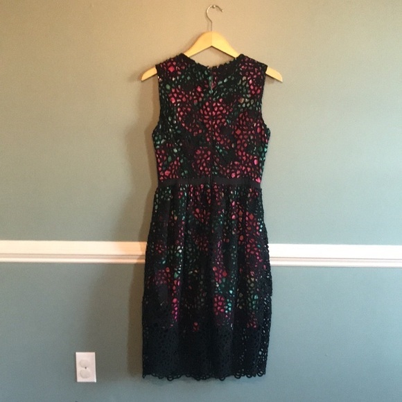 Anthropologie Wolven Lacy Terrace Sheath Sleeveless Dress - Black Eyelet Sz 6 - Picture 4 of 9
